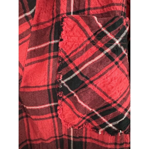 Intimately Free People Not Your Boyfriend's Oversized Red Plaid Tunic Top Size M - Picture 8 of 13